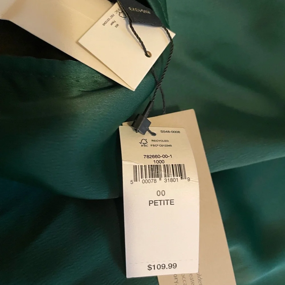 Emerald Green Slip Dress Banana Republic 00P NWT - Picture 4 of 5